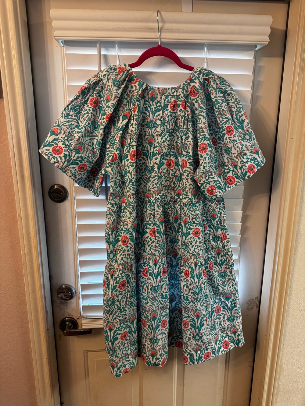 crown & ivy Teal Floral Mini Dress with Coral Accents NWT*** - Picture 6 of 6